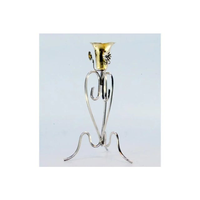 Silver Toothpick Holder with Golden Chalice, in Very Good conditions. Designed 1890 to 1919 This piece has an attribution...