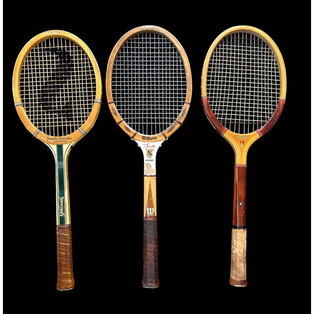 Vintage Wooden Tennis Rackets Wall Display Set. Set of 6. Spaulding, Wilson, Etc For Sale - Image 4 of 7