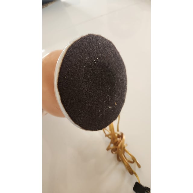 Blush 1940s Mid-Century Modern Hand-Painted Iris Satin Glass Table Lamp in Blush Pink With Brass Hardware For Sale - Image 8 of 17