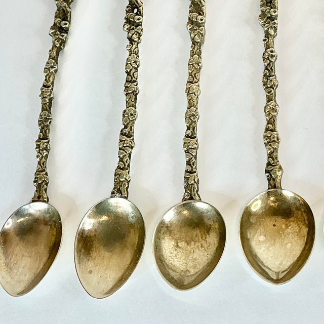 Metal 1920s Antique Italian Baroque Rocco Silverplate Dessert Spoons - Set of 10. For Sale - Image 7 of 12