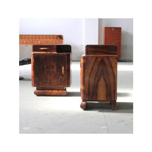 Brown Vintage Art Deco Bedside Tables, 1930s, Set of 2 For Sale - Image 8 of 15