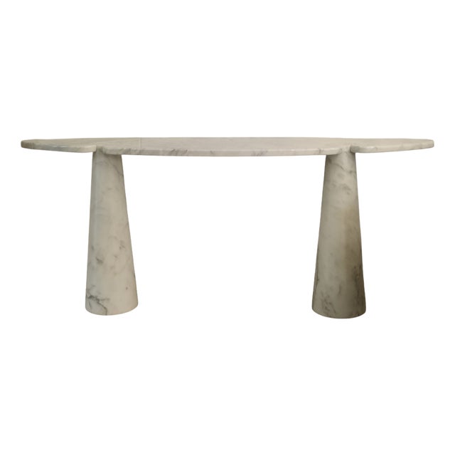 Eros Series White Carrara Marble Console Table attributed to Angelo Mangiarotti, Italy, 2000s For Sale