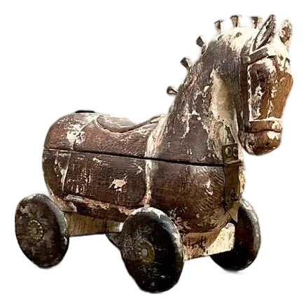 Vintage Washed Wood Trojan Horse Box For Sale