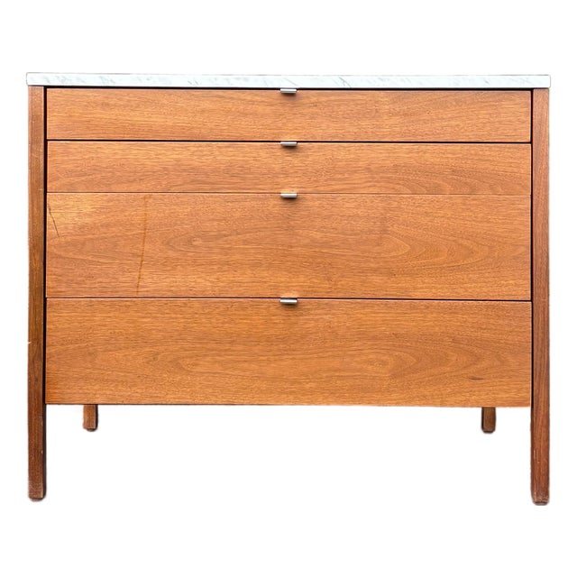 1960s Florence Knoll for Knoll Walnut Four-Drawer Dresser With Marble Top For Sale