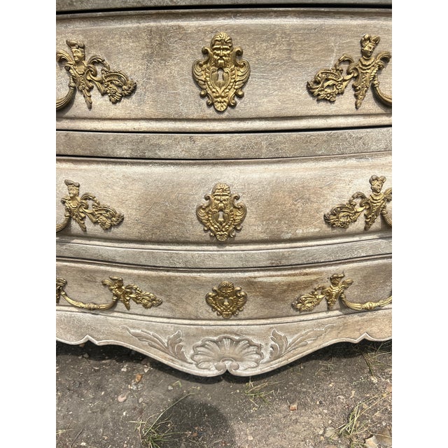 French Country French 19th Century Louis XV Painted Chest of Drawers or Commode For Sale - Image 3 of 12
