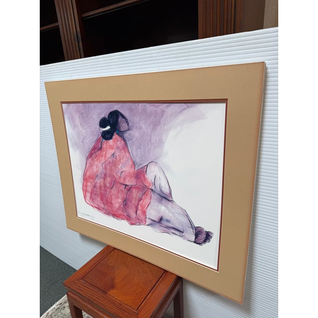 Native American R C Gorman Native American Woman Sitting, Signed Circa 1977 For Sale - Image 3 of 12