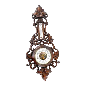 Early 20th Century French Carved Black Forest Style Banjo Wall Barometer