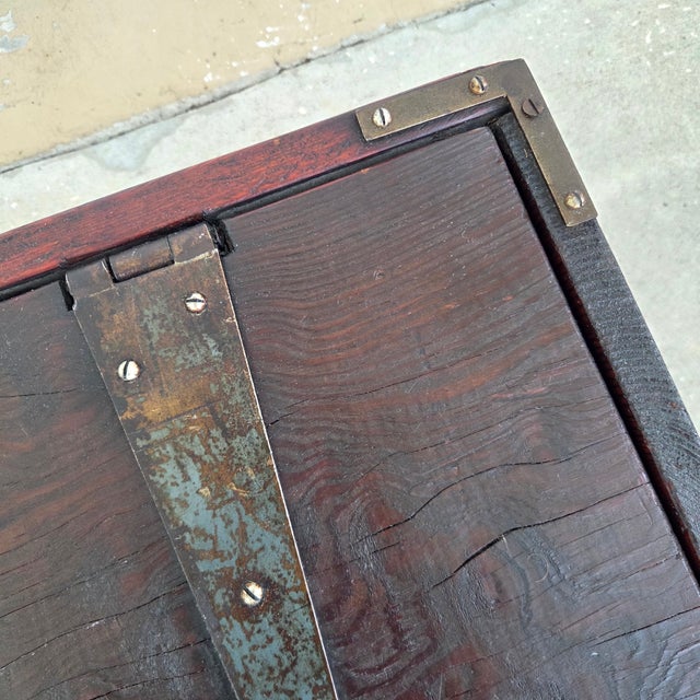 Antique Old-Growth Curly Pine Blanket Chest W/ Hand-Forged Iron Strap Hinges, C. 1880 For Sale - Image 4 of 10