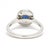 Modern 0.96ctw Sapphire & Diamond Halo Ring, Platinum, Ring Size 4.5, Engagement For Sale - Image 3 of 6