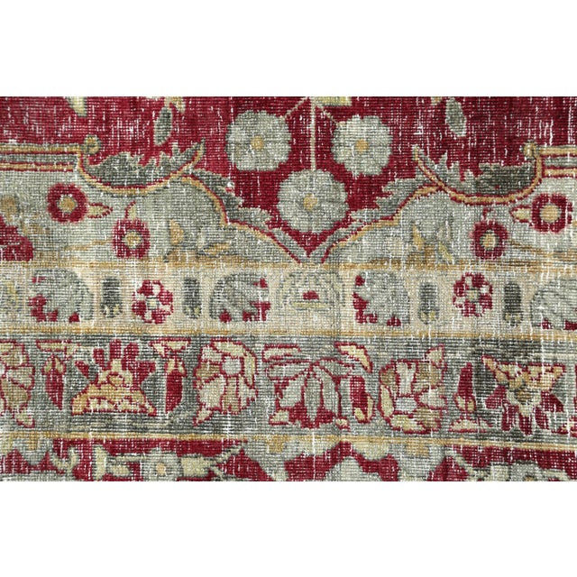 Authentic Antique Heriz Rug – Red, Beige & Olive Floral Pattern - 8' X 9' 9'' For Sale - Image 11 of 15