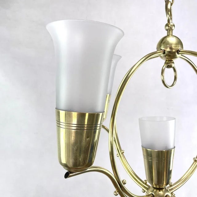 Art Deco Ceiling Lamp with Large Glass Tulips, 1930s For Sale - Image 4 of 12