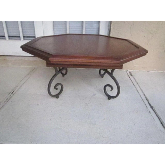 Traditional 1970s Vintage Octagonal Dark Color Wood Coffee Table With Storage Underneath For Sale - Image 3 of 12