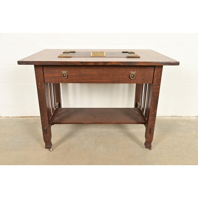 Tiffany Studios New York Bookmark Pattern Bronze Doré and Enamel Notepad Holder For Sale - Image 13 of 14