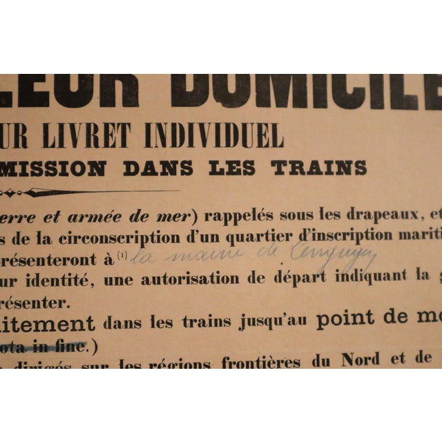 1926 French Military Poster - "Démarches a Faire Par Les Hommes Absents De Leur Domicile" For Sale - Image 4 of 6