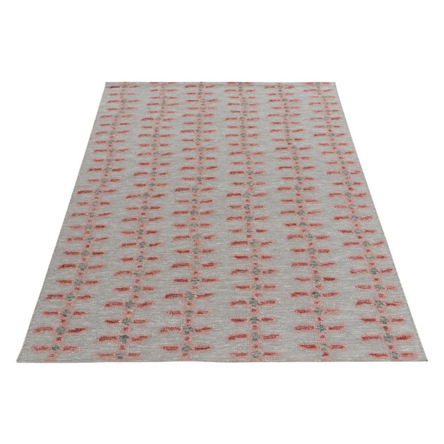 Mid-Century Modern Scandinavian Style Kilim Rug in Gray, Red & Pink by Rug & Kilim 12x18 For Sale - Image 3 of 7