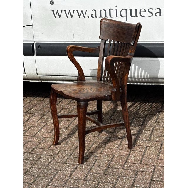 Edwardian Oak Desk Chair For Sale - Image 3 of 7