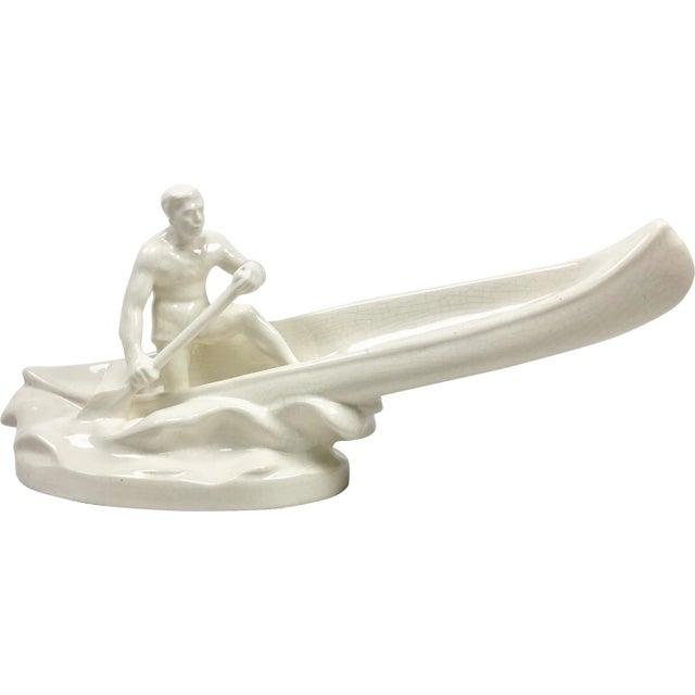 Ceramic Figure of Canoeist from Jihokera Bechyně, Czechoslovakia, 1960s For Sale - Image 11 of 11
