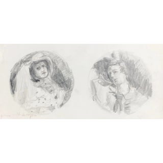 1970s Adrienne Anderson Double Portrait Drawing For Sale