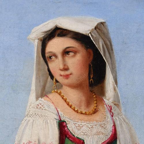 The Ciociara Girl, Oil on Canvas, 1839, Framed For Sale - Image 4 of 12