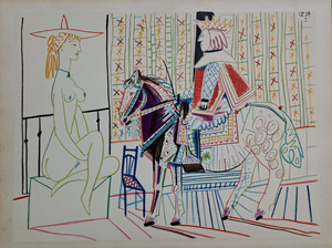 Pablo Picasso, The King and the Nude Woman with a Hat, 1954, Lithograph