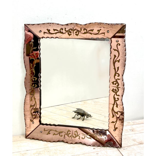 Mid-Century Modern Pink Venetian Mirror, Italy, 1960s For Sale - Image 3 of 18