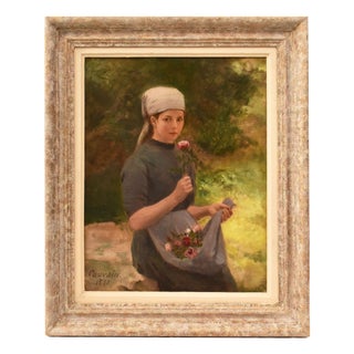 Portrait of Young Woman, 1890, Oil on Canvas For Sale
