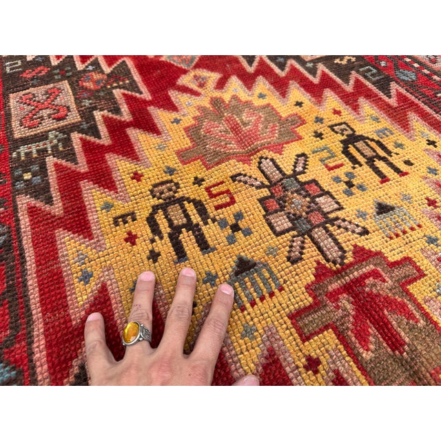 Antique Caucasian Karabagh Hand-Knotted Wool Runner - 10'3" X 3'10" For Sale - Image 15 of 15