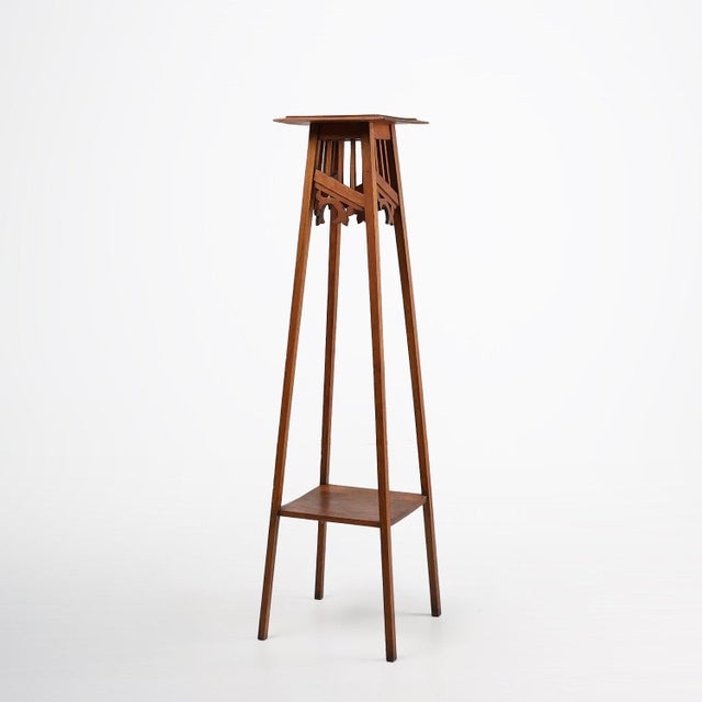 French Art Deco Pedestal Console in Oak, 1920s For Sale - Image 12 of 12
