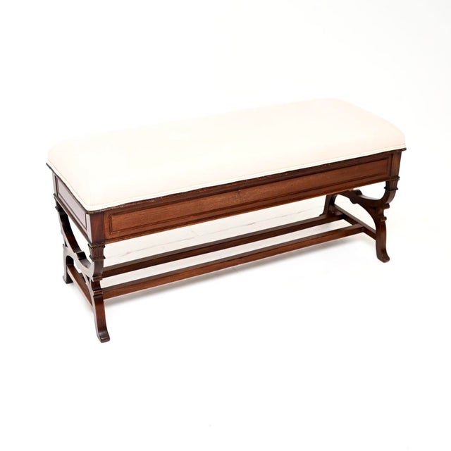 A beautiful and very well made antique Victorian piano duet stool / bench. This was made in England, it dates from the...
