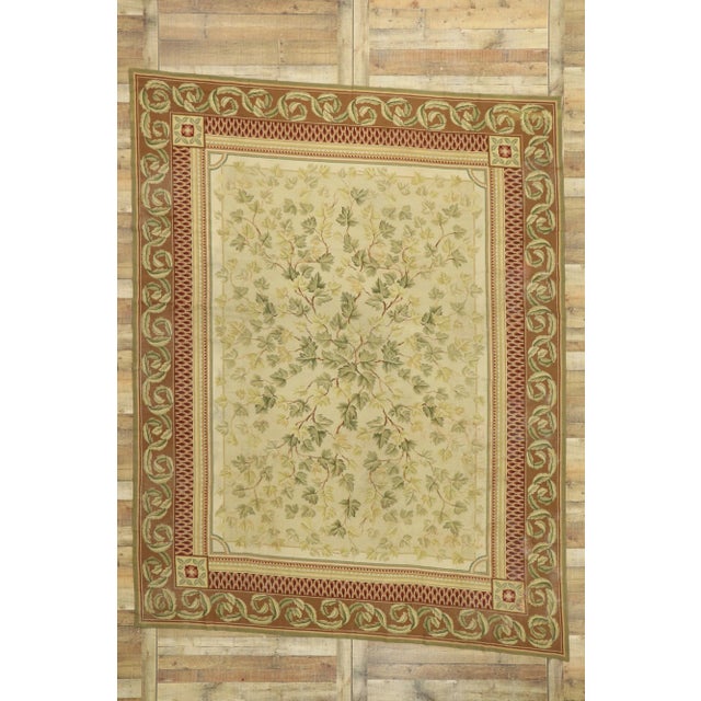 Mid 20th Century Vintage Needlepoint English Cottage Ivy Style Rug, 08'10 X 11'04 For Sale - Image 9 of 10