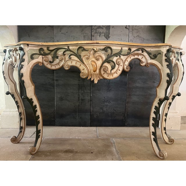 19th Century 19th Century Rococo Style Italian Console Table Marble Top For Sale - Image 5 of 18