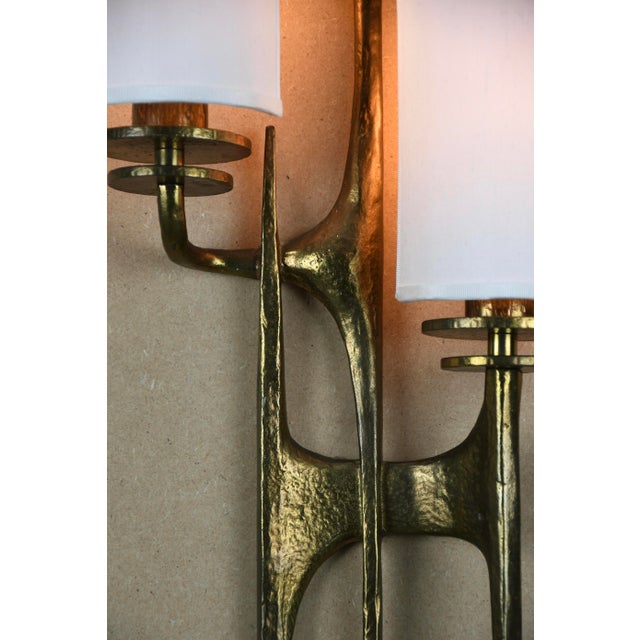 Sculptural Brutalist Bronze Wall Sconces by Félix Agostini, 1960, Set of 2 For Sale - Image 10 of 17