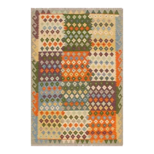 1990s Kilim Blue Gray Wool Rug - 3'11" X 5'6"