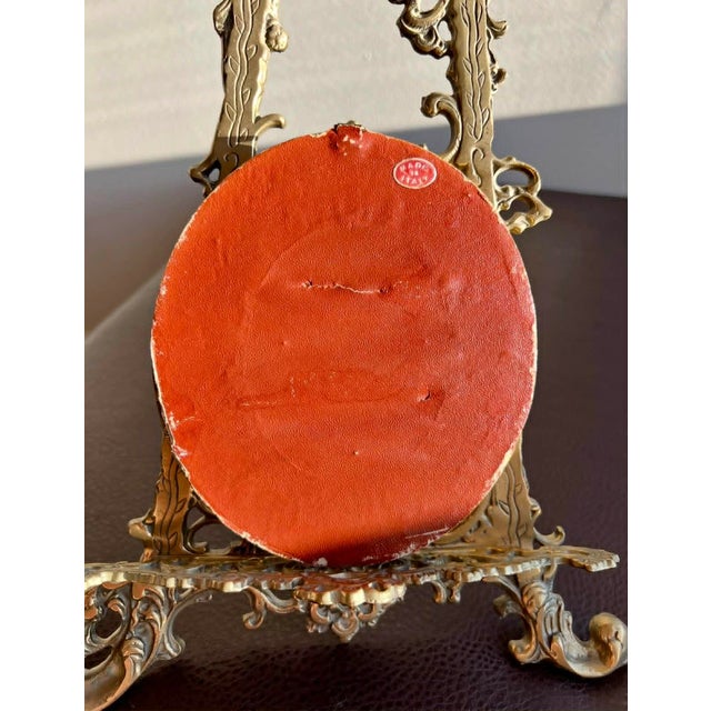 Italian Miniature Oval Gilded Wooden Framed Antique Signed Painting Portrait of Marie Antoinette or a Royal Lady For Sale - Image 9 of 15