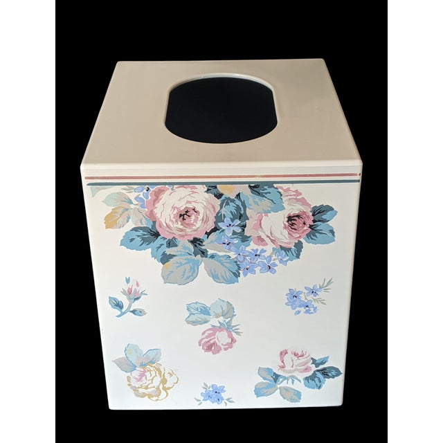 Cream Vintage Shabby Chic Cottage Style Floral Tissue Box Cover For Sale - Image 8 of 11
