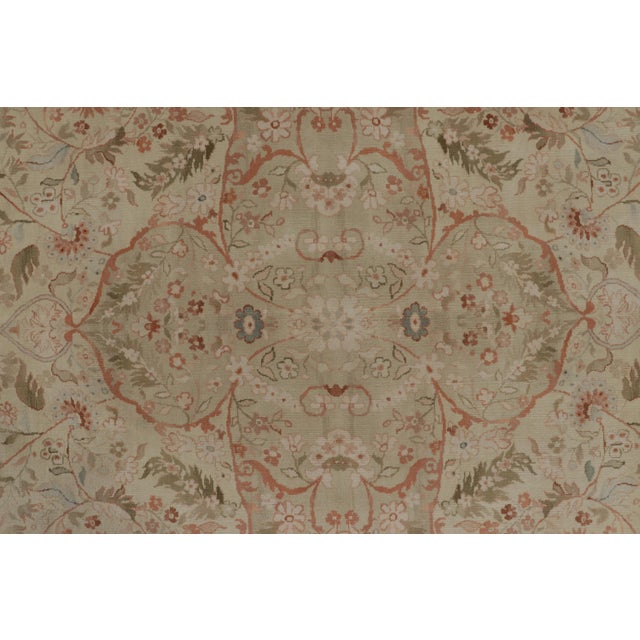 Textile Rug & Kilim’s Tabriz Style Rug in Green and Pink Floral Patterns For Sale - Image 7 of 10