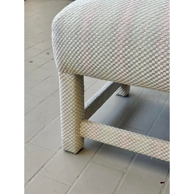1970s Postmodern Parsons Style Upholstered Bench For Sale - Image 9 of 12