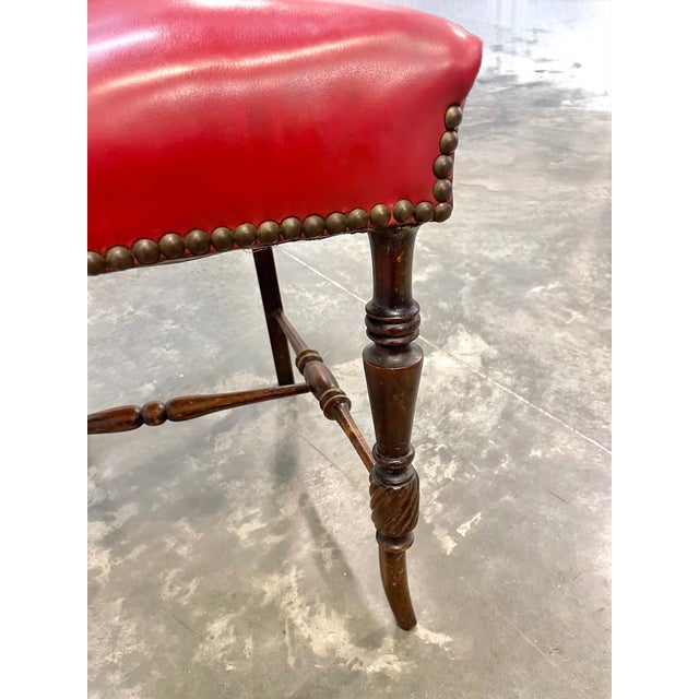 Antique Set of 4 Red Leather Gaming Chairs For Sale - Image 9 of 10