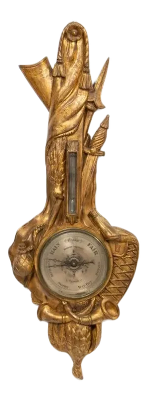 19th Century French / Scottish Gilt Wood Carved Hunt Barometer