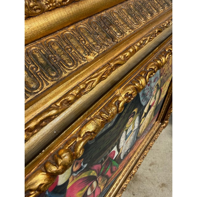 Large Vintage Signed “Chami” Orientalist Oil Painting in Gilt Frame For Sale - Image 12 of 13