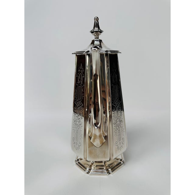 Antique S & Co Engraved Silver Plate Coffee Pot For Sale - Image 4 of 15
