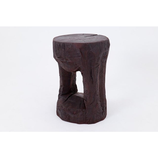 Hand-Carved Sculptural Hardwood Side Table by Logniture For Sale - Image 9 of 18