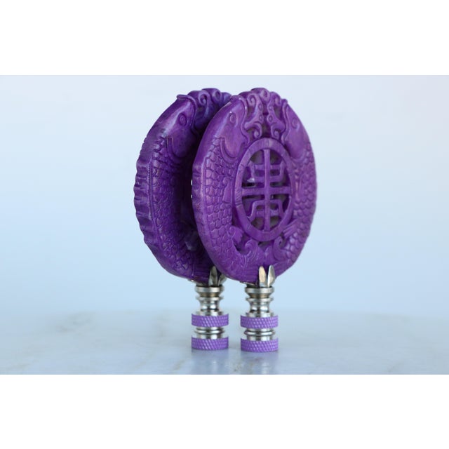 Metal Kissing Koi Fish Lamp Finials on Chrome Hardware - A Matching Pair For Sale - Image 7 of 8