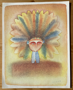 Jean-Michel Folon, Le chef indien, Etching