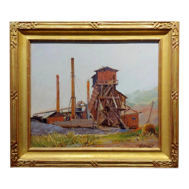 Emerson Lewis -1930s California Impressionist Industrial Scene - Oil Painting For Sale