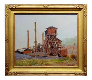 Emerson Lewis -1930s California Impressionist Industrial Scene - Oil Painting