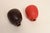 Edith Heath Pair of Petite Ceramic Bud Vases #130 in Matte Suede Red and Dark Brown by Heath For Sale - Image 4 of 9