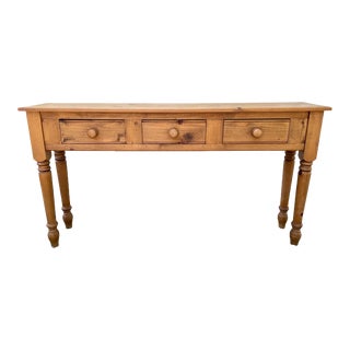 1980s English Vintage Narrow Harvest Console Table For Sale