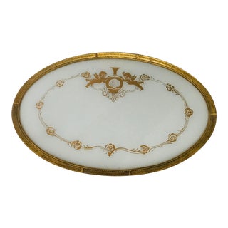 Vintage Ormolu Reverse Painted Vanity Tray For Sale