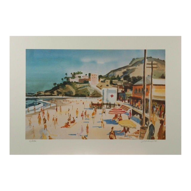 Milford Zornes "Main Beach Laguna" Lithograph Print Limited 13 of 250 Signed For Sale
